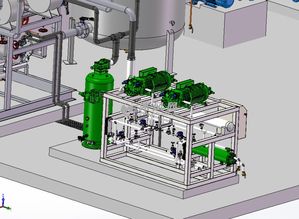 冷水机组氨制冷设备制冷机机房管道布局模型